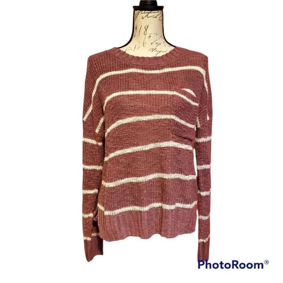 PINK ROSE Striped Knit Sweater-Ladies Size Large - Picture 1 of 8